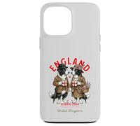 Border Collie Tasse Couple de Chiens Amour Café Drapeau Angleterre Coque pour iPhone 13 Pro Max