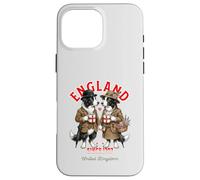 Border Collie Tasse Couple de Chiens Amour Café Drapeau Angleterre Coque pour iPhone 16 Pro Max