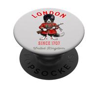 Border Collie Thé London Garde du Roi Angleterre Drapeau PopSockets PopGrip Adhésif