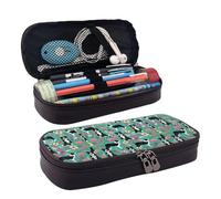 Border Collie Trousse à maquillage en cuir avec motif floral, noir, One Size