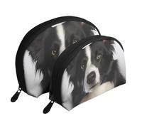 Border Collie, Trousse de Maquillage Coquille Femme Petit Porte-Monnaie Trousse de Toilette Trousse à cosmétiques 2 pièces