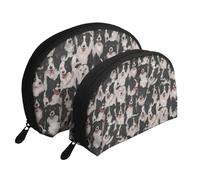 Border Collie, Trousse de Maquillage Coquille Femme Petit Porte-Monnaie Trousse de Toilette Trousse à cosmétiques 2 pièces