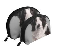 Border Collie, Trousse de Maquillage Coquille Femme Petit Porte-Monnaie Trousse de Toilette Trousse à cosmétiques 2 pièces