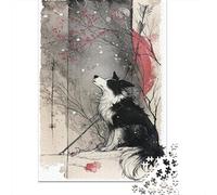 Border Collie Winter Scene, Puzzle Adulte 1000 Pièces, 70x50cm/1000pcs