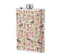 Border Terrier à motifs floraux vintage,Flasque de poche plate de 8 oz en acier inoxydable 304, idéale pour les activités de plein air.