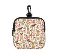 Border Terrier à Motifs Floraux Vintage,Pochette de Rangement carrée à Fermeture éclair, Porte-Monnaie en néoprène, Petit Portefeuille, Pochette à Monnaie, Porte-Monnaie