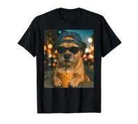 Border Terrier Buvant du café glacé Amusant pour Les Amoureux des Chiens T-Shirt Graphique avec Valeur, Homme, Noir, S