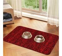 Border Terrier Chien Fleurs Vintage,Tapis d'alimentation imperméable pour Animaux de Compagnie, Sets de Table pour Chats et Chiens pour la Nourriture et l'eau, Tapis de Nourriture en Cuir PU,40x60cm