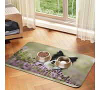 Border Terrier Florals Crème,Tapis d'alimentation imperméable pour Animaux de Compagnie, Sets de Table pour Chats et Chiens pour la Nourriture et l'eau, Tapis de Nourriture en Cuir PU,40x60cm