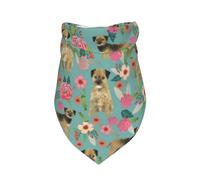 Border Terrier Florals Race de Chien,Bavoir écharpe Triangulaire à Capuche réglable pour Animaux de Compagnie, Capuche Lavable adaptée aux Chiens et Chats de Petite, Moyenne et Grande Taille