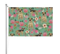 Border Terrier Florals Race de chien,Drapeau de jardin, bannière décorative, drapeau double face, 2 x 3 pieds, pour extérieur et intérieur