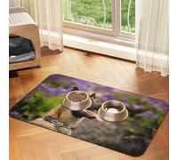 Border Terrier Florals Race de Chien,Tapis d'alimentation imperméable pour Animaux de Compagnie, Sets de Table pour Chats et Chiens pour la Nourriture et l'eau, Tapis de Nourriture en Cuir PU,40x60cm
