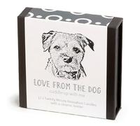 Border Terrier - Love from The Dog - Cotton & Grey - Lot de 12 bougies Twenty Minute avec support en céramique - Cire d'abeille - Anti-goutte