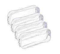 Bordhap 4 PièCes ÉTui à Crayons Stylo à GlissièRe en PVC Transparent, avec Grande Capacité Sac à Crayons Trousse de Maquillage avec Fermeture éClair pour Les Fournitures Scolaires (Blanc)
