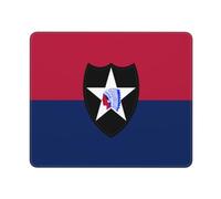 Bords Cousus Tapis de Bureau, Drapeau de la 2e Division d'infanterie de l'armée américaine, Lavable Tapis de Souris de Jeu, Mousepad, 25X30cm, Bureau, PC, Ordinateur
