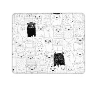 Bords Cousus Tapis de Souris d'Ordinateur, Chat, Dessin animé, Texture, Minou, griffonnage, drôle, Animaux de Compagnie, Animal Souris de Bureau Base en Caoutchouc Tapis de Souris