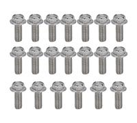 BORDSTRACT 20Pcs Flanged Hex Head Bolts, M10 x 1.5 20mm Length A2 70 Stainless Steel with Gasket DIN6921 Coarse Thread for Machinery Automotive Repair Home DIY (M10*25)