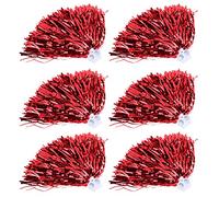 BORDSTRACT Pompons Pompom Girl, 6 pièces, 7 Couleurs, Film métallique, Pompons de Pom-Pom Girls, pour Filles, Enfants, Danse, événements Sportifs, Acclamation, fête(Rouge)
