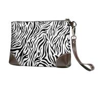 Bordure à Carreaux animaliers à Motif zèbre,Sacs à Main en Cuir PU pour Femmes, Pochette à Fermeture éclair, Portefeuille, Sac à Main avec dragonne