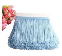 Bordure à franges Bordure à franges à pompons en polyester, largeur 15 cm, 1 yard (91 cm), for accessoires de robes, multicolore(Light Blue)