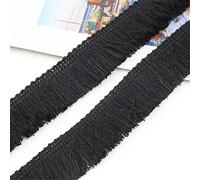Bordure à franges en coton - 2 m - 25 mm - Bordure à franges - Ruban à franges - Ruban en dentelle pour vêtements, rideaux, accessoires de maison - Noir