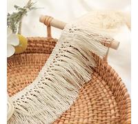 Bordure à franges en coton - 4 m et 6 cm - Bordure en dentelle - Bordure à franges - Décoration de coussin - Bordure à pompons - Pour vêtements, couture DIY - Crème