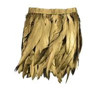 Bordure à franges en plumes, Frange en plumes de coq d'oie, garniture dorée et argentée, 2 mètres for décoration DIY(9gold 25-30cm)