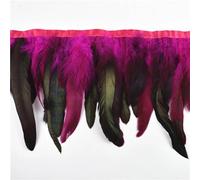 Bordure à franges en plumes, Garniture à franges en plumes de faisan et coq, 10M, sur ruban multicolore(Rose)