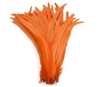 Bordure à franges en plumes, Plumes de coq multicolores, 100 pièces, 25-35cm, décoration artisanale(2 Ogange,30-35cm 12-14inch)