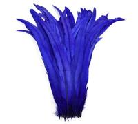 Bordure à franges en plumes, Plumes de coq multicolores, 100 pièces, 25-35cm, décoration artisanale(2 Royal Blue,25-30cm 10-12inch)