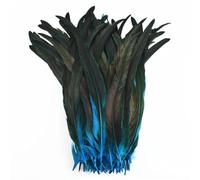 Bordure à franges en plumes, Plumes de coq multicolores, 100 pièces, 25-35cm, décoration artisanale(Lake Blue,30-35cm 12-14inch)