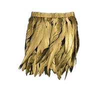 Bordure à franges en plumes, Ruban de garniture à franges en plumes coq d'oie, 2M, or et argent, for bricolage artisanal(7gold 20-25cm)