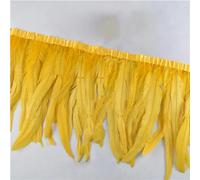 Bordure à franges en plumes, Ruban de plumes coq multicolore, 1 mètre, 10-12 pouces, bricolage, couture(Golden)