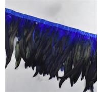 Bordure à franges en plumes, Ruban de plumes coq multicolore, 1 mètre, 10-12 pouces, bricolage, couture(Royal blue1)