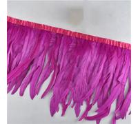 Bordure à franges en plumes, Ruban de plumes coq multicolore, 1 mètre, 10-12 pouces, bricolage, couture(Rose)
