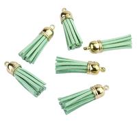Bordure à franges Franges à pompons 38 mm multicolores en similicuir suédé, lot de 20 à 100 pièces, finitions or ou argent KC(Light Green,100 pcs Sliver tops)