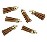 Bordure à franges Franges à pompons 38 mm multicolores en similicuir suédé, lot de 20 à 100 pièces, finitions or ou argent KC(Light Coffee,100 pcs Sliver tops)