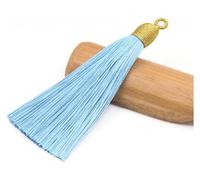 Bordure à franges Franges à pompons en rayonne et soie, multicolores, lot de 85 mm(Light Blue,85mm 10PCS)