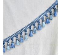 bordure à pompons, Garniture à franges, applique de garniture rideau, 1/2/3 mètres for couvrir les bords des vêtements, décorée, dentelle, couture, nappe, accessoires(Blu,3 Meters)