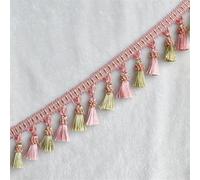 bordure à pompons, Garniture à franges, applique de garniture rideau, 1/2/3 mètres for couvrir les bords des vêtements, décorée, dentelle, couture, nappe, accessoires(Roze,2 Meters)