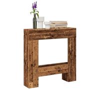 Bordure de cheminée aspect bois vieilli 81 x 18 x 82 cm pour cheminée électrique avec surface de rangement, compatible avec flammes LED, facile d'entretien