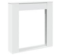 Bordure de cheminée blanche en bois - 100 x 20 x 100 cm - Pour cheminée électrique avec surface de rangement, compatible avec flammes LED, facile d'entretien, construction stable pour salon et