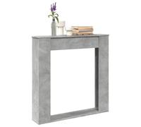 Bordure de cheminée en bois gris béton, 100 x 20 x 100 cm, surface de rangement pour cheminée électrique avec support mural, facile d'entretien, robuste, compatible avec les flammes LED