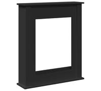 Bordure de cheminée noire en bois 75 x 20 x 87,5 cm - Pour cheminée électrique avec surface de rangement et support mural pour salon et terrasse