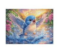 Bordure de Fleurs d'oiseau Bleu Puzzle 500 Pièces pour Adultes Educa Vision 3D Décoratif Artistique Carton Épais Détente Créative Cadeau De Noël 500 PCS