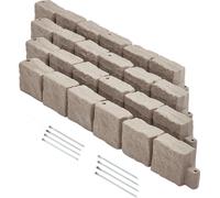 Bordure de gazon VEVOR imitation pierre, lot de 4, 1190x100x155 mm, bordure de parterre réaliste, limite de jardin flexible de la taille d'une brique pour les entrées, les trottoirs, brun