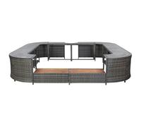 Bordure de jacuzzi carrée, 268 x 268 x 55 cm, en polyrotin, durable et résistante aux intempéries, pour accessoires de piscine et jacuzzi, design moderne pour votre jardin