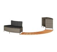 Bordure de jacuzzi grise en rotin PE et bois d'acacia - Bordure de piscine robuste avec cadre en acier revêtu par pulvérisation pour jardin et terrasse