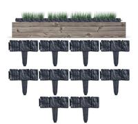 Bordure de jardin aspect pierre - Lot de 10 panneaux No-Dig-pour délimitation de paysages et bordure de parterres de fleurs, pour panneaux extérieurs, pelouses, cours, pelouses, arbres, jardinage