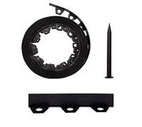 Bordure de jardin avec piquets robustes de 9,8 m | 10 m noir 6 cm de haut flexible et piquets en plastique renforcé, séparateurs paysagers professionnels, résistant aux intempéries